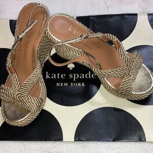 Kate Spade Tahiti Rope Metallic Gold Wedges